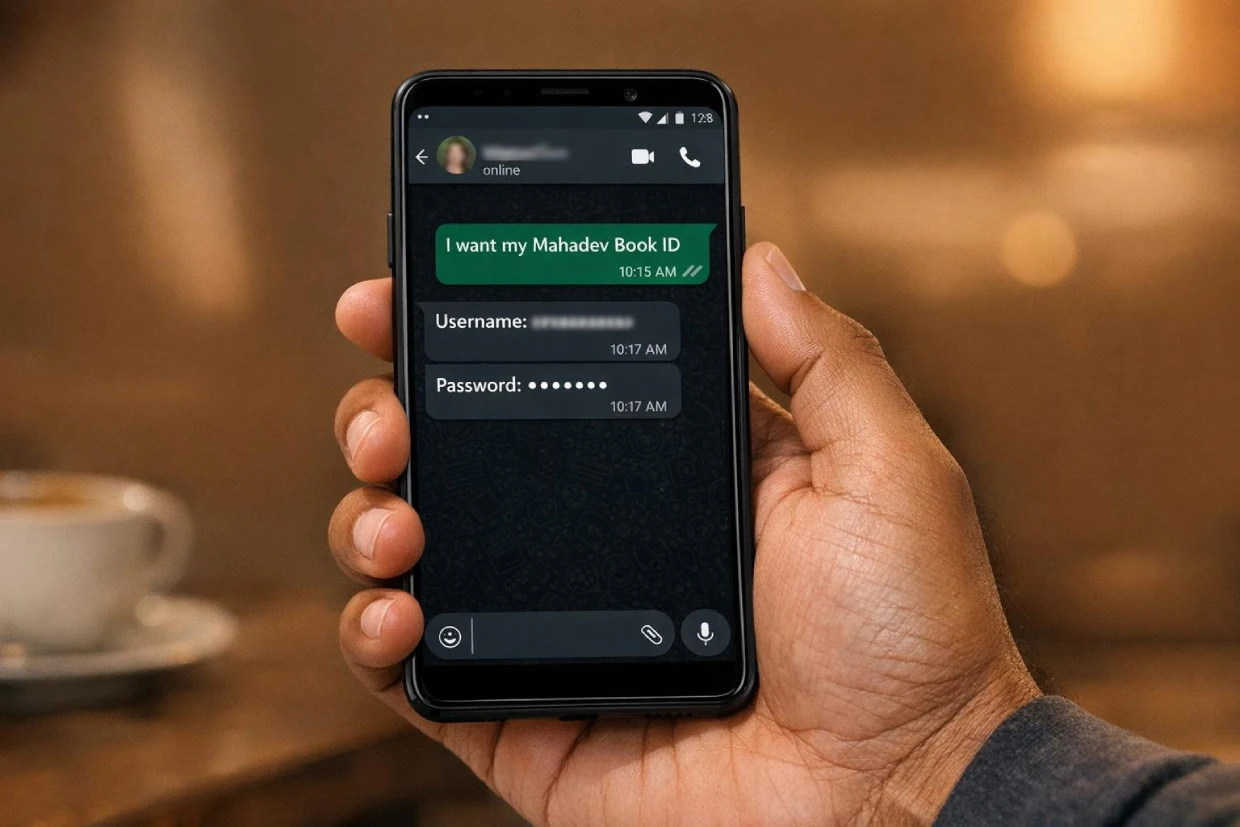 Mahadev Book ID credentials delivered through WhatsApp conversation